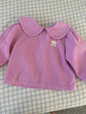 Bobo Choses Pink Corduroy Ghost Top with Collar